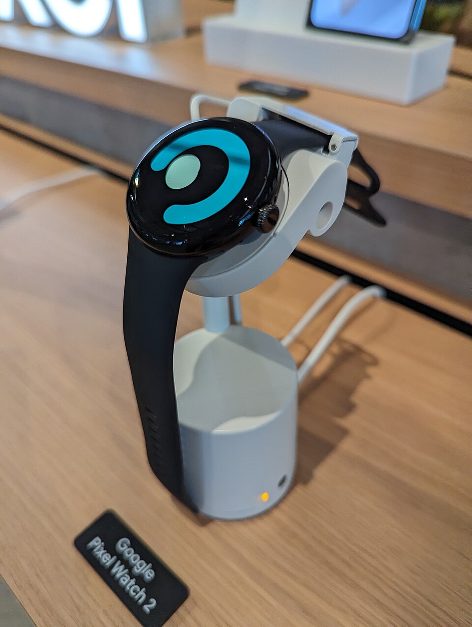Google Pixel Watch: Google Pixel Watch 2, close-up taken 17 October 2023 at Shibuya Stream, Tokyo (caption names the model)
